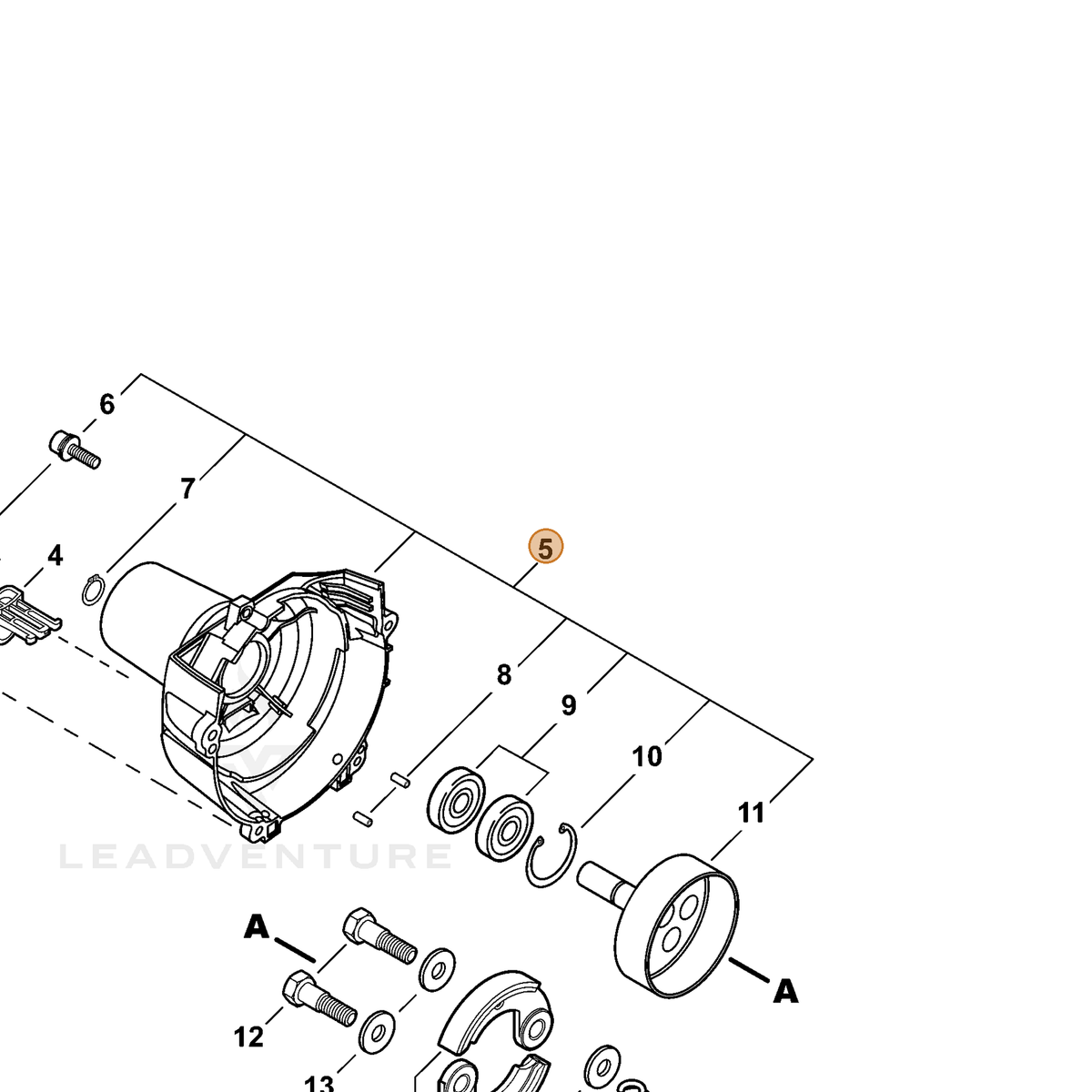 ECHO part P021048590 — IPL diagram snippet (6x zoom, amber highlight)