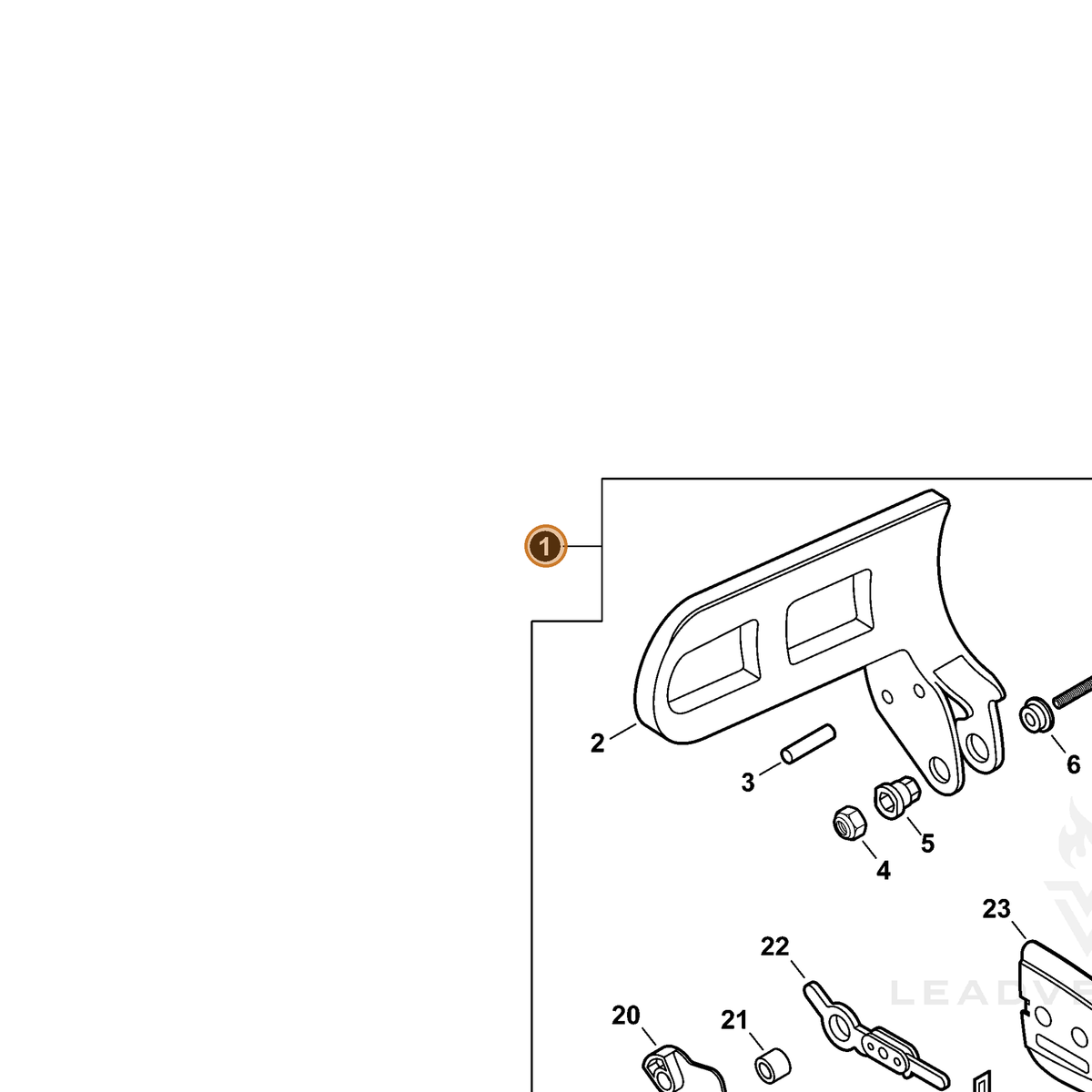 ECHO part P021048620 — IPL diagram snippet (6x zoom, amber highlight)