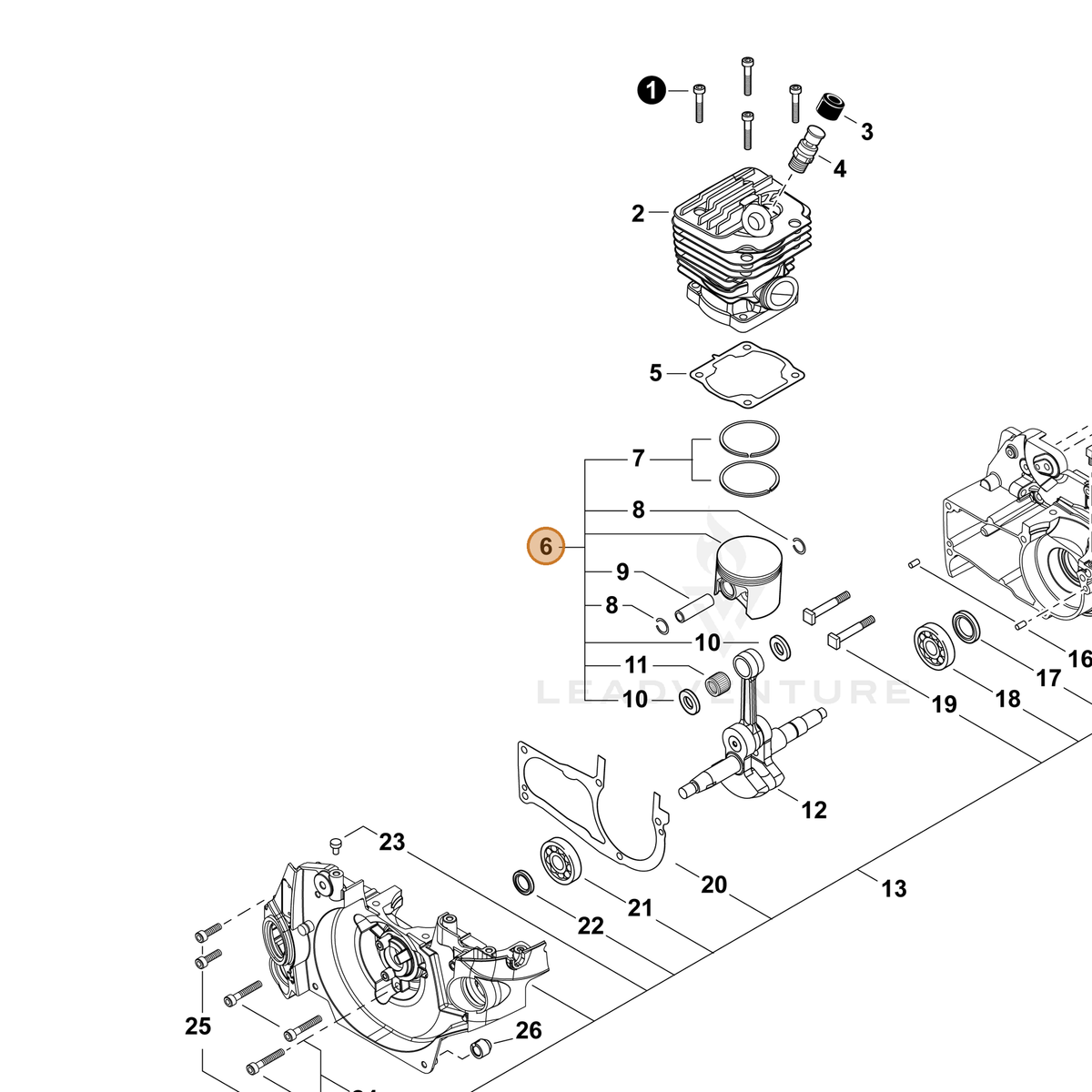 ECHO part P021048650 — IPL diagram snippet (6x zoom, amber highlight)