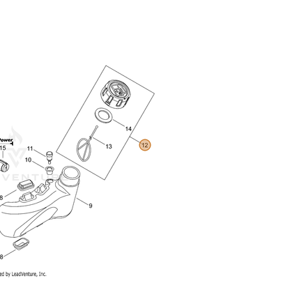 ECHO part P021049140 — IPL diagram snippet (6x zoom, amber highlight)