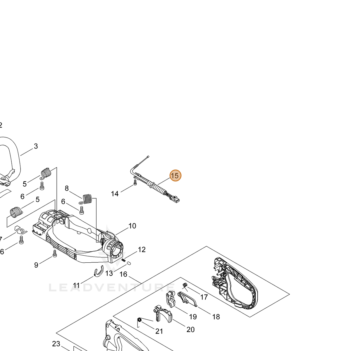 ECHO part P021049150 — IPL diagram snippet (6x zoom, amber highlight)