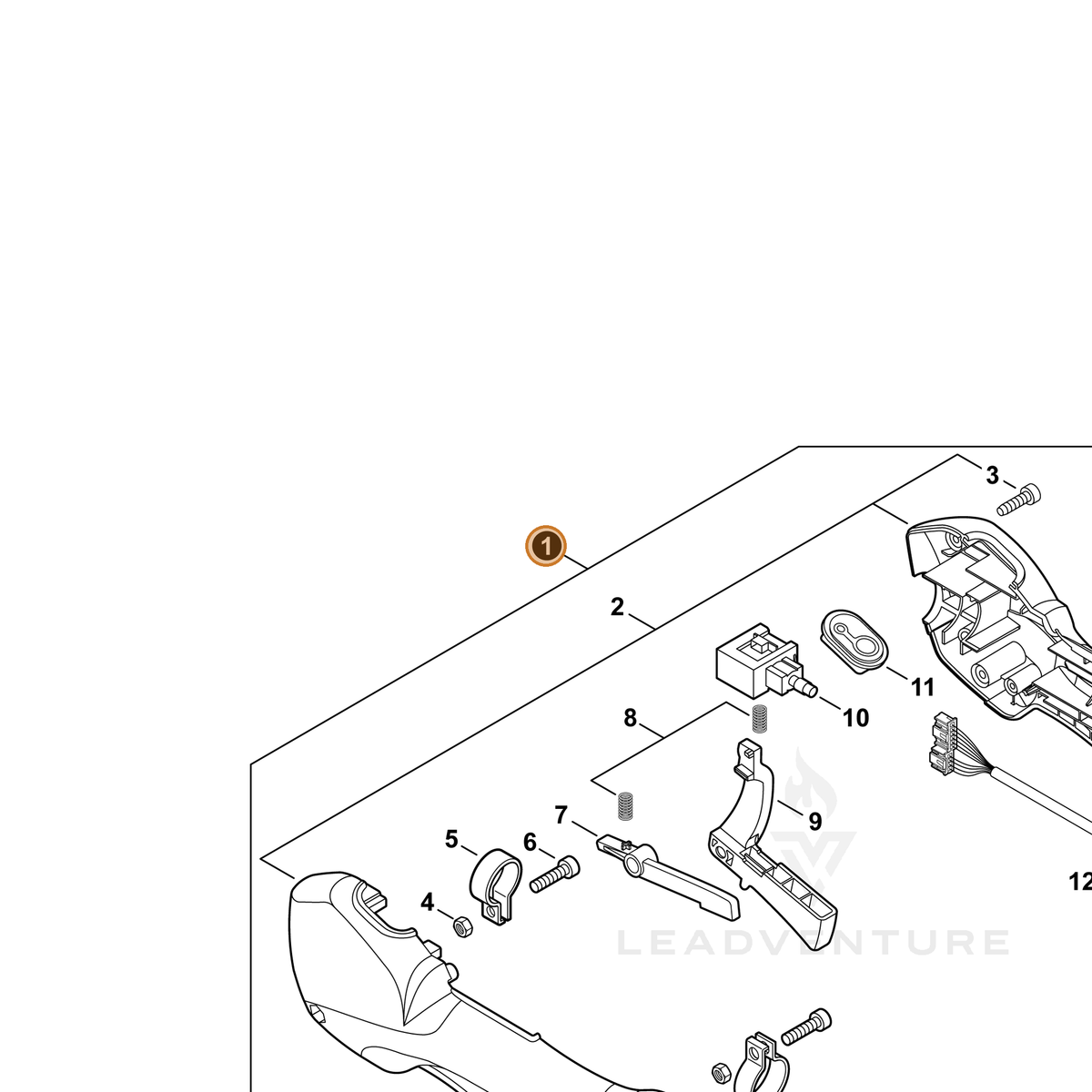 ECHO part P021049590 — IPL diagram snippet (6x zoom, amber highlight)