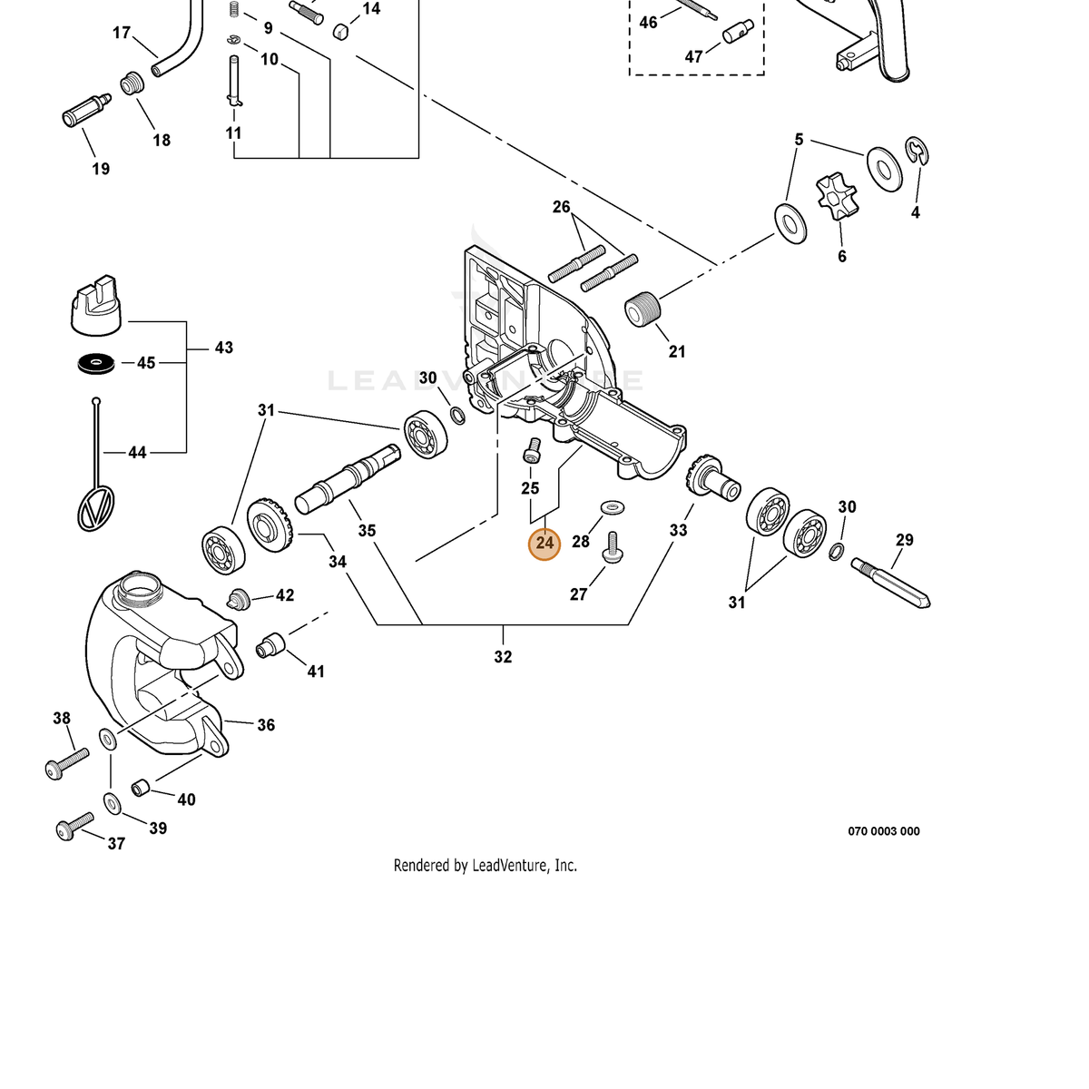 ECHO part P021049720 — IPL diagram snippet (6x zoom, amber highlight)