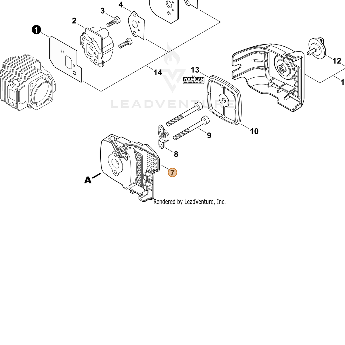 ECHO part P021049871 — IPL diagram snippet (6x zoom, amber highlight)