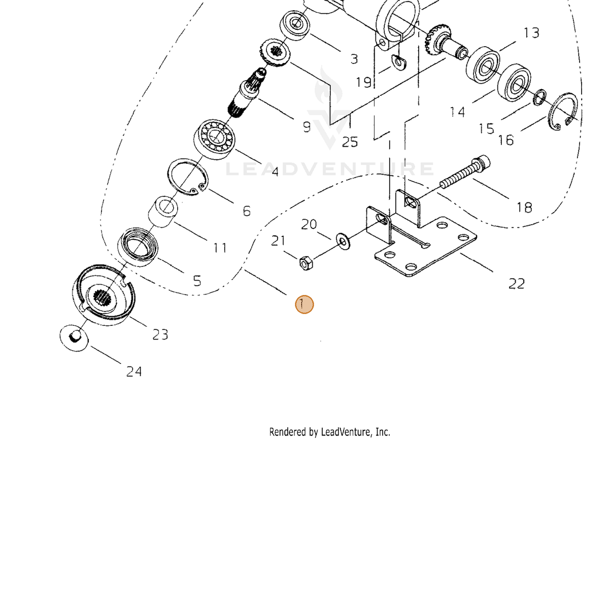 ECHO part P021049880 — IPL diagram snippet (6x zoom, amber highlight)