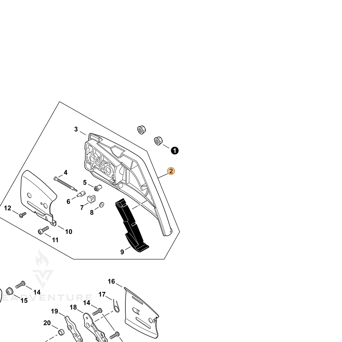 ECHO part P021050081 — IPL diagram snippet (6x zoom, amber highlight)