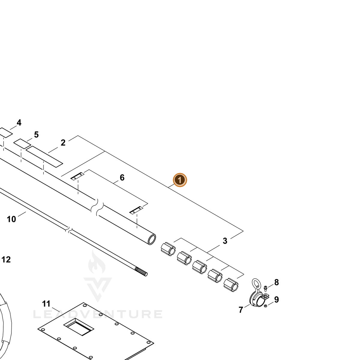 Echo part P021050090 — IPL diagram snippet (6x zoom, amber highlight)