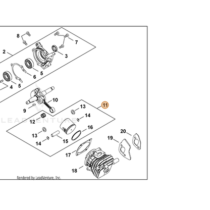 ECHO part P021050120 — IPL diagram snippet (6x zoom, amber highlight)