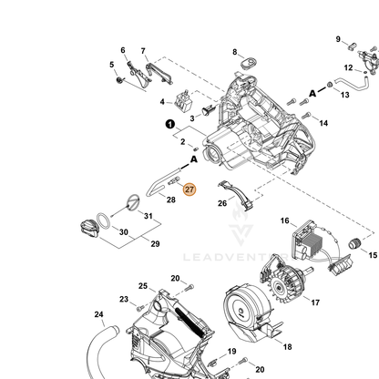 ECHO part P021050140 — IPL diagram snippet (6x zoom, amber highlight)