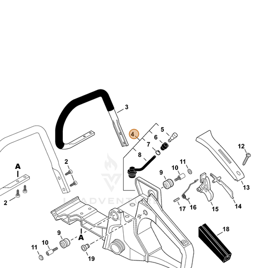 Echo part P021050491 — IPL diagram snippet (6x zoom, amber highlight)