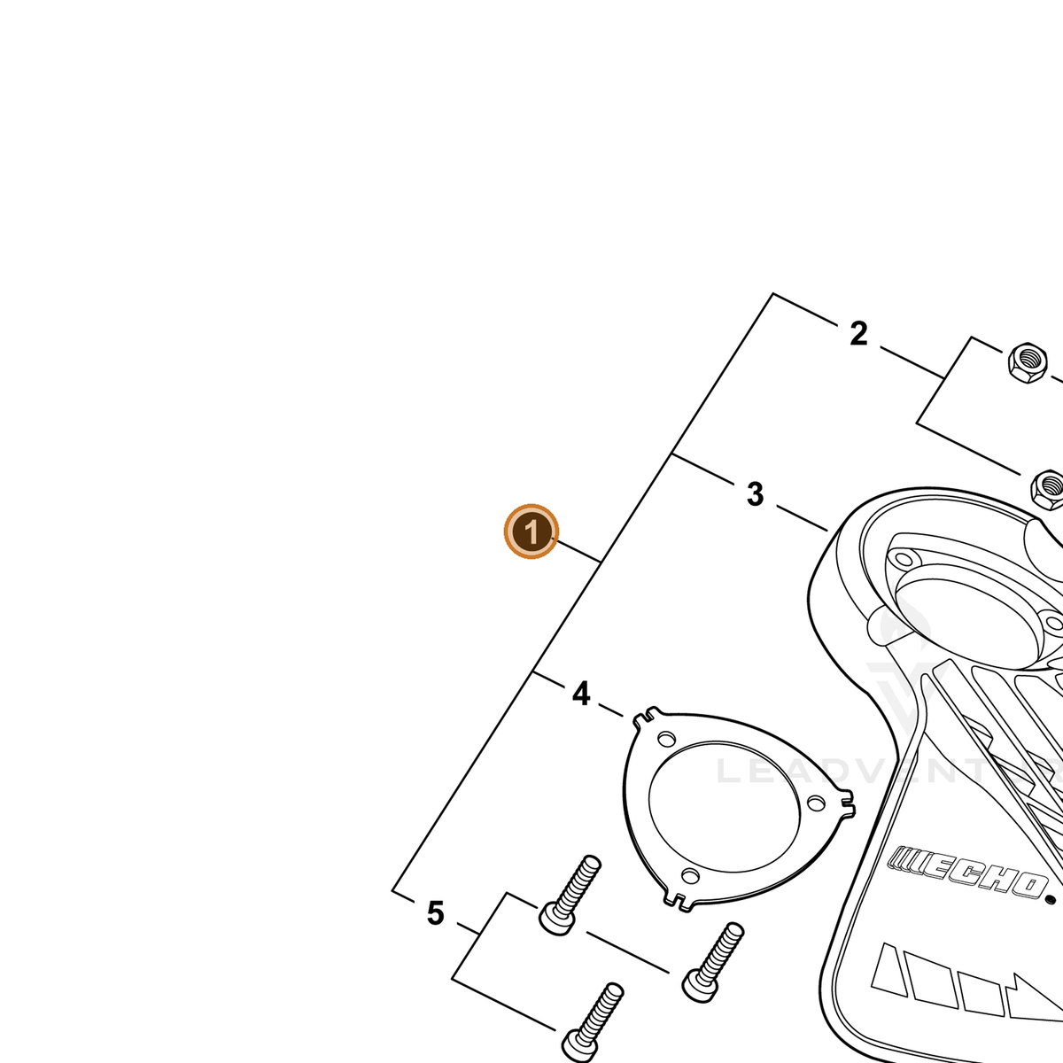 ECHO part P021050510 — IPL diagram snippet (6x zoom, amber highlight)