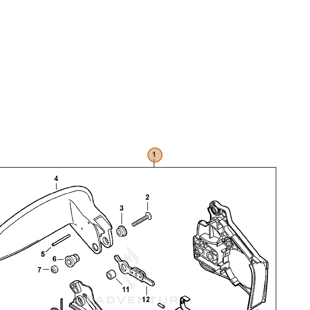 ECHO part P021050750 — IPL diagram snippet (6x zoom, amber highlight)