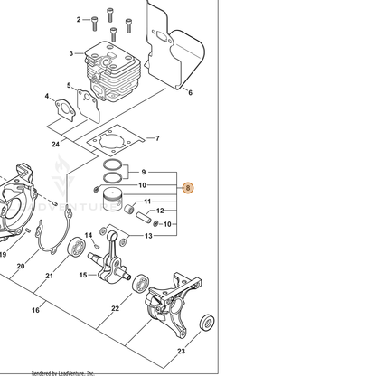 ECHO part P021050840 — IPL diagram snippet (6x zoom, amber highlight)