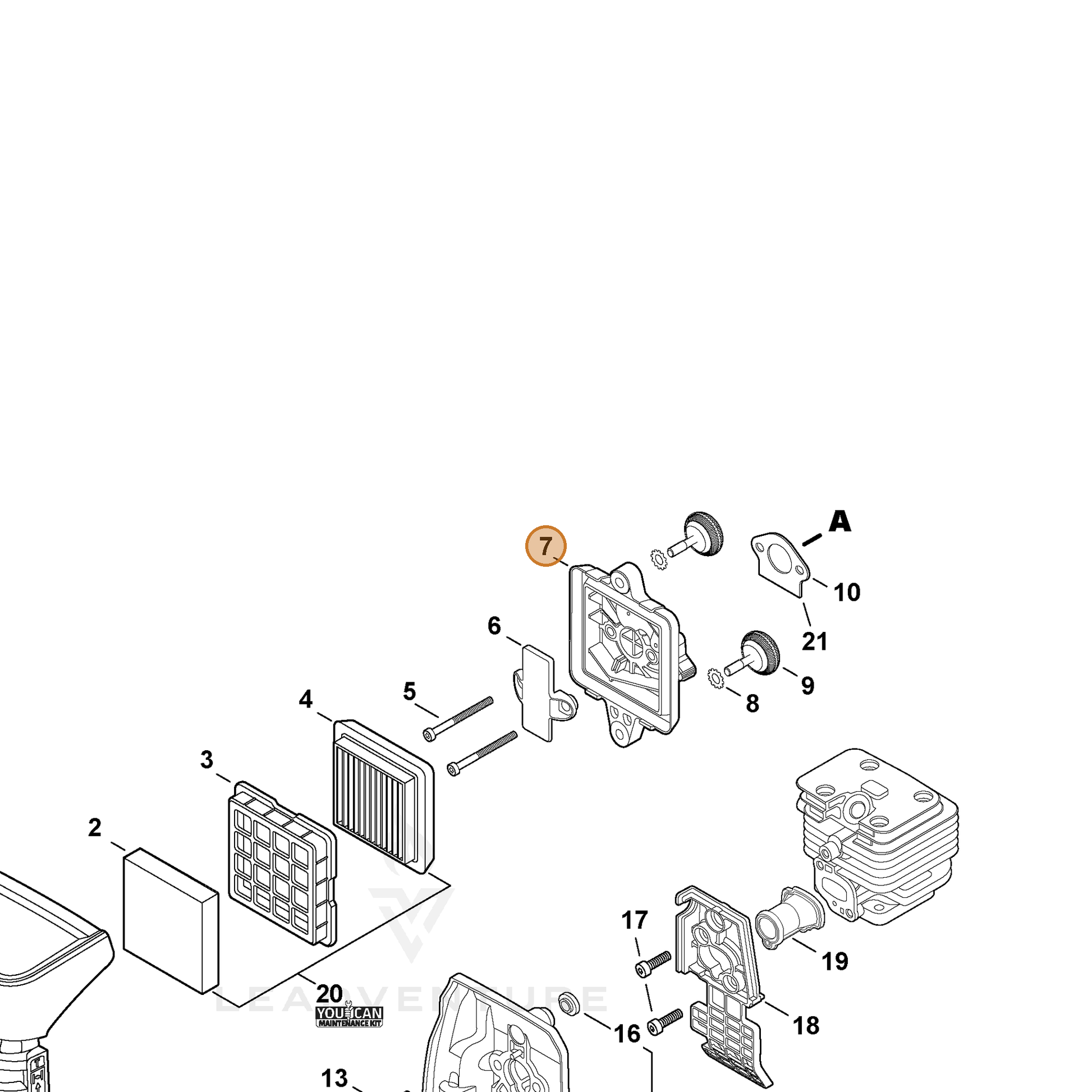 ECHO part P021050880 — IPL diagram snippet (6x zoom, amber highlight)