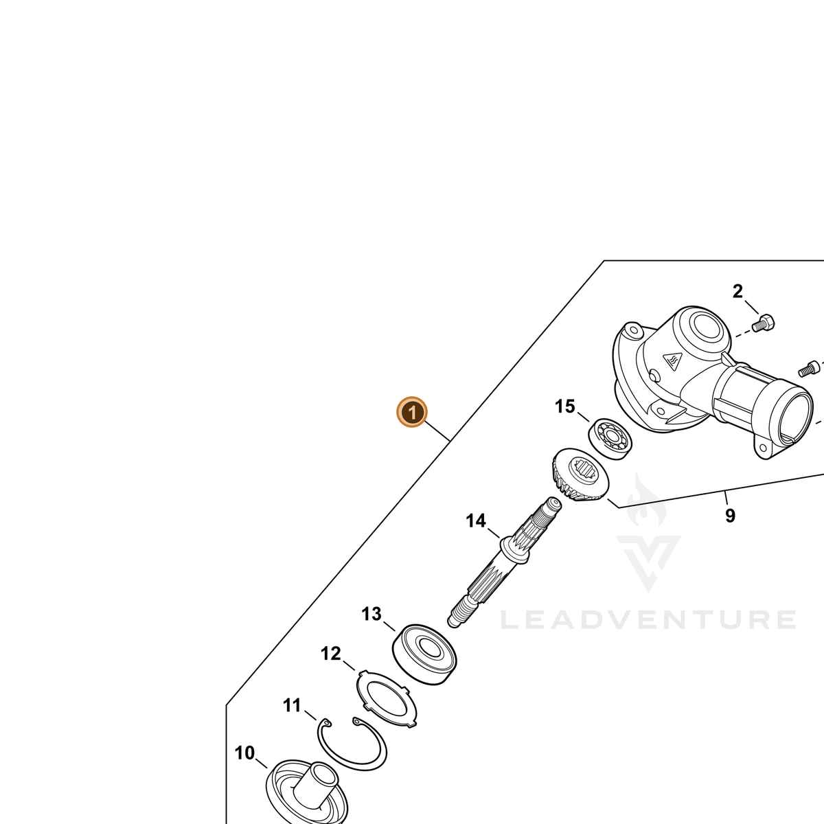ECHO part P021050911 — IPL diagram snippet (6x zoom, amber highlight)