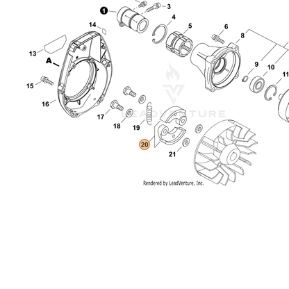 ECHO part P021051120 — IPL diagram snippet (6x zoom, amber highlight)