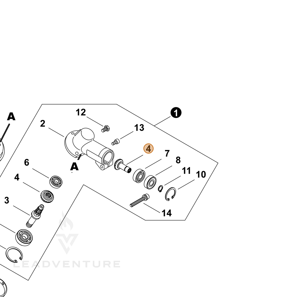 ECHO part P021051130 — IPL diagram snippet (6x zoom, amber highlight)