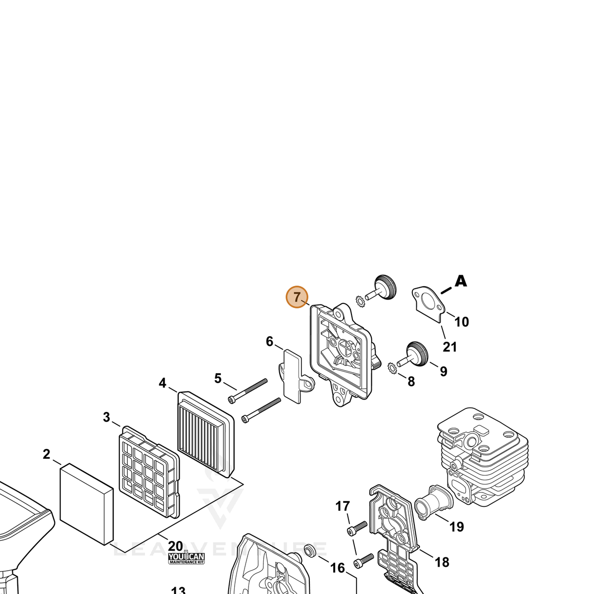 ECHO part P021051160 — IPL diagram snippet (6x zoom, amber highlight)