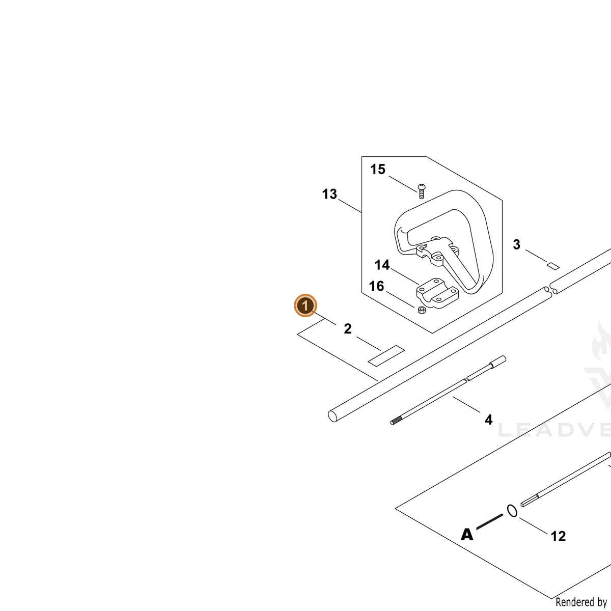 ECHO part P021051180 — IPL diagram snippet (6x zoom, amber highlight)