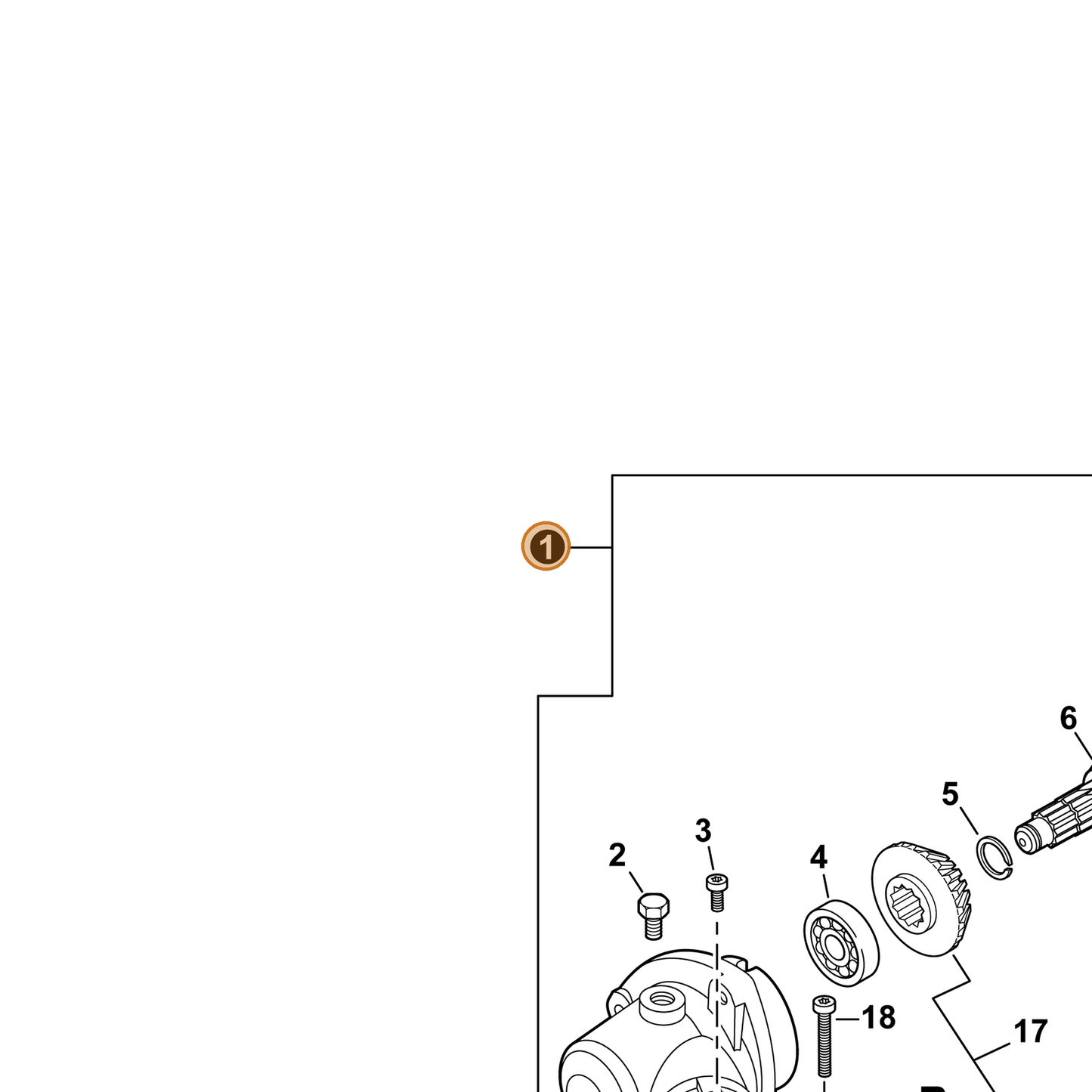 ECHO part P021051361 — IPL diagram snippet (6x zoom, amber highlight)