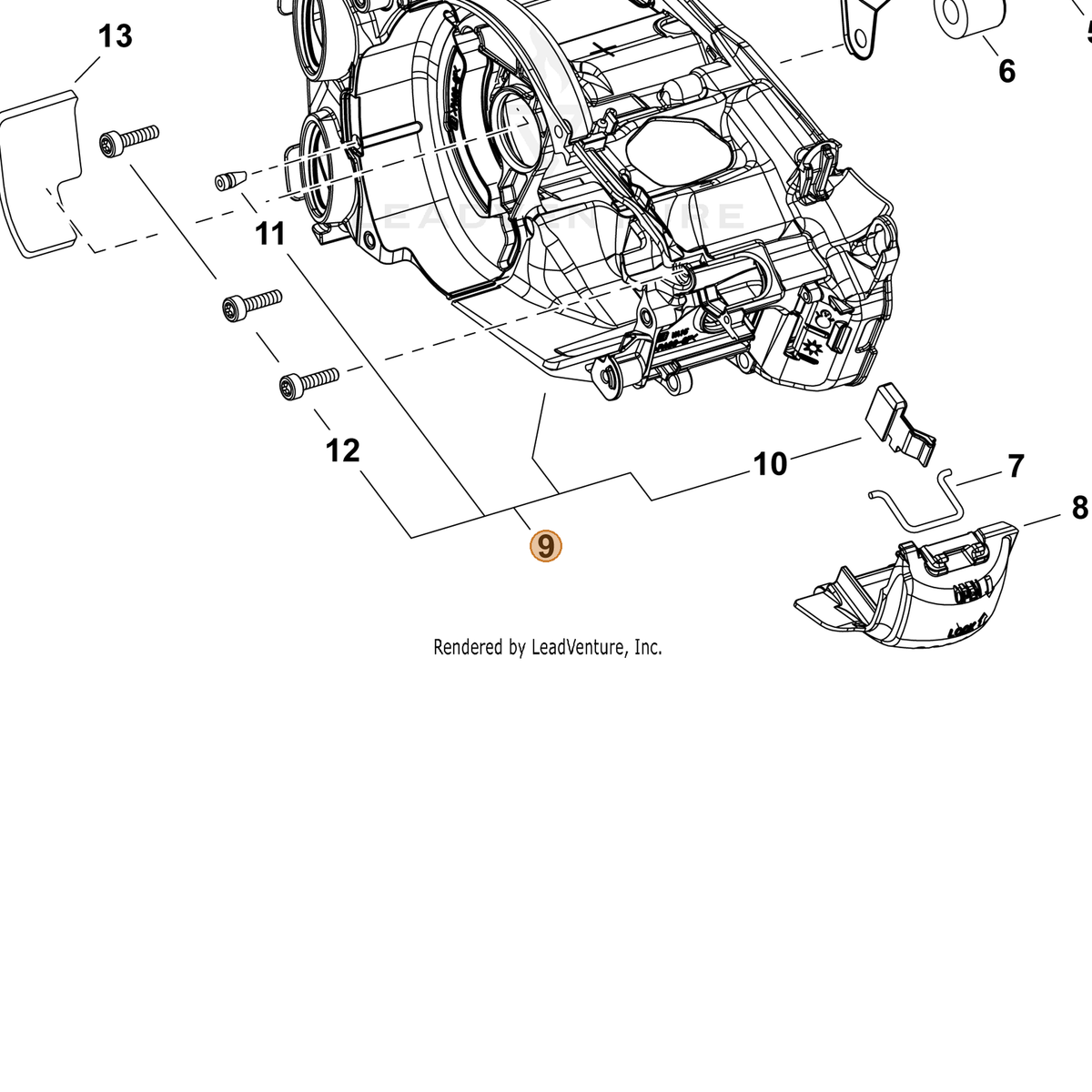 ECHO part P021051914 — IPL diagram snippet (6x zoom, amber highlight)