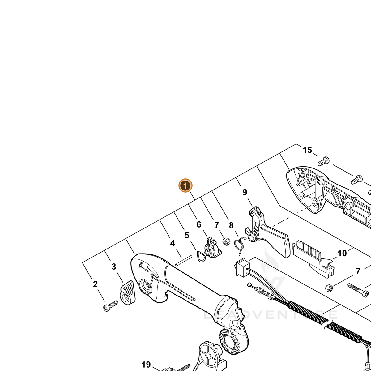 ECHO part P021052240 — IPL diagram snippet (6x zoom, amber highlight)
