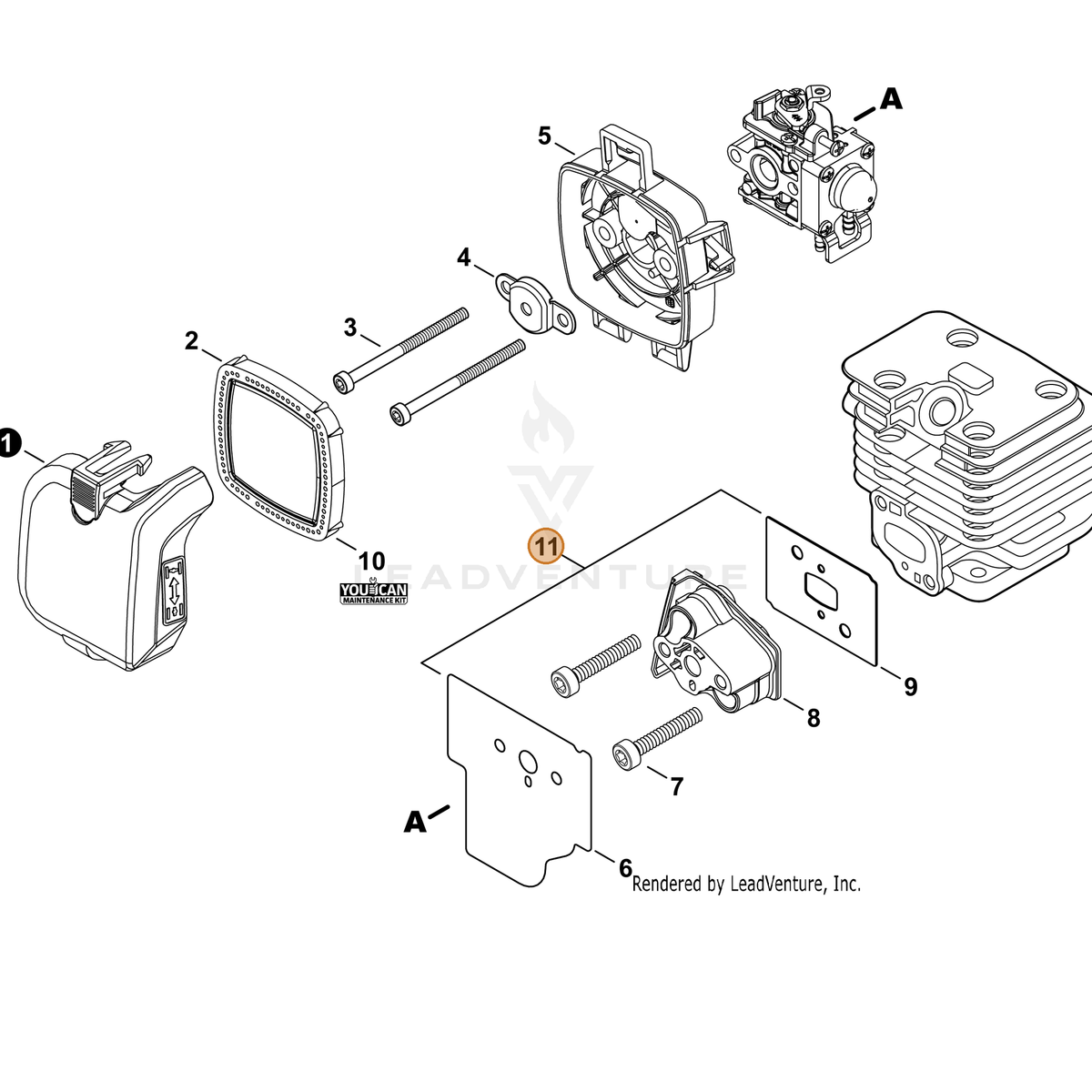 ECHO part P021052300 — IPL diagram snippet (6x zoom, amber highlight)