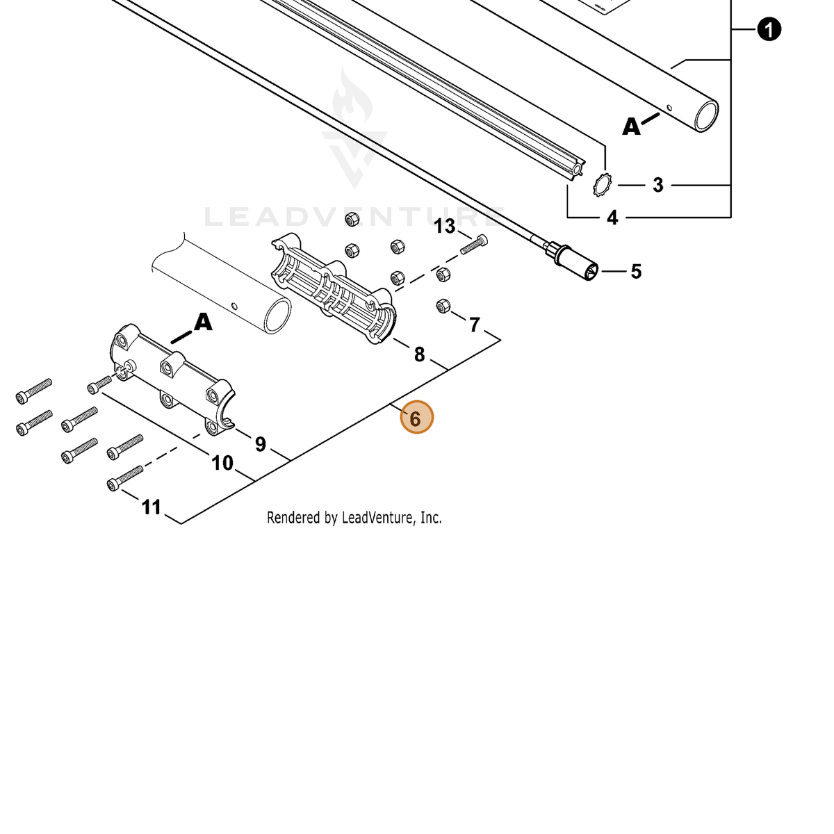 ECHO part P021052400 — IPL diagram snippet (6x zoom, amber highlight)