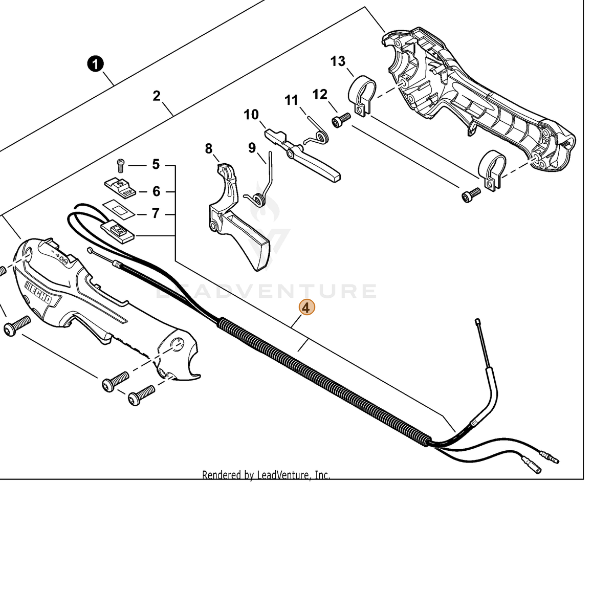 ECHO part P021052420 — IPL diagram snippet (6x zoom, amber highlight)