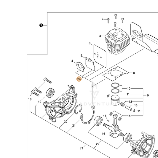 Echo part P021052481 — IPL diagram snippet (6x zoom, amber highlight)