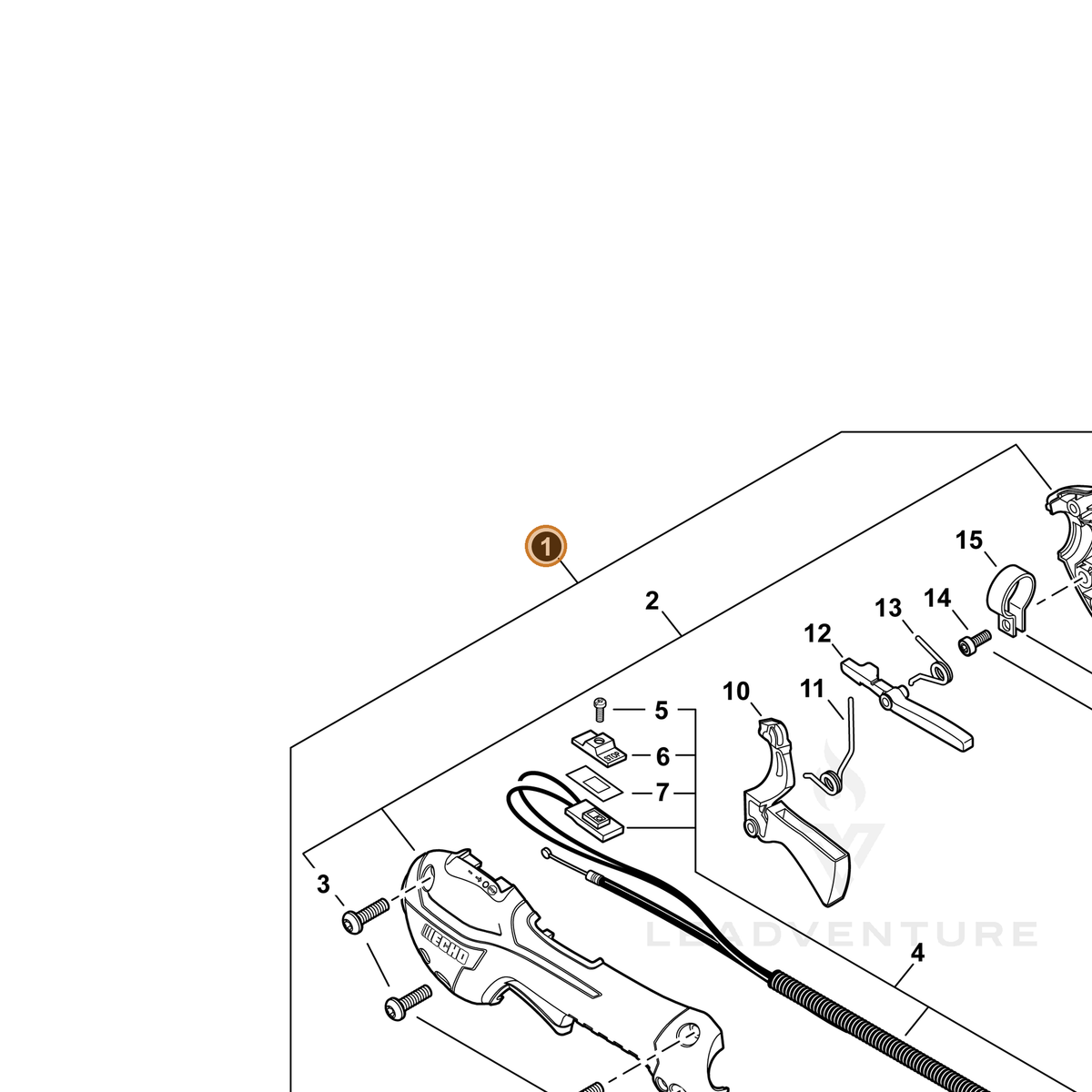 ECHO part P021052510 — IPL diagram snippet (6x zoom, amber highlight)