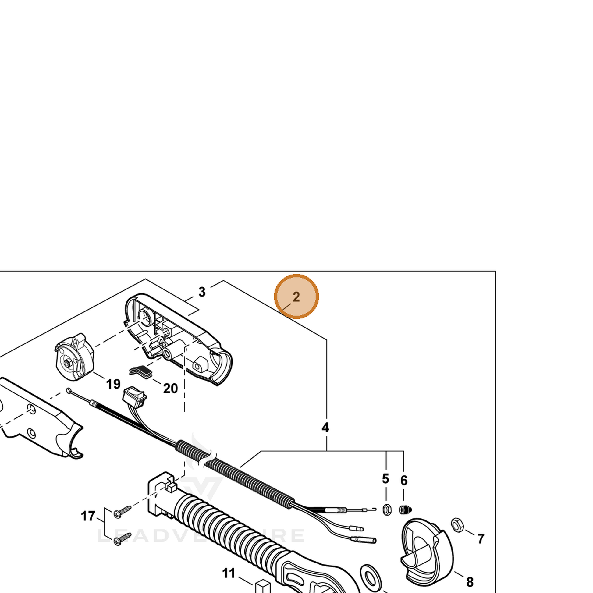 ECHO part P021052560 — IPL diagram snippet (6x zoom, amber highlight)