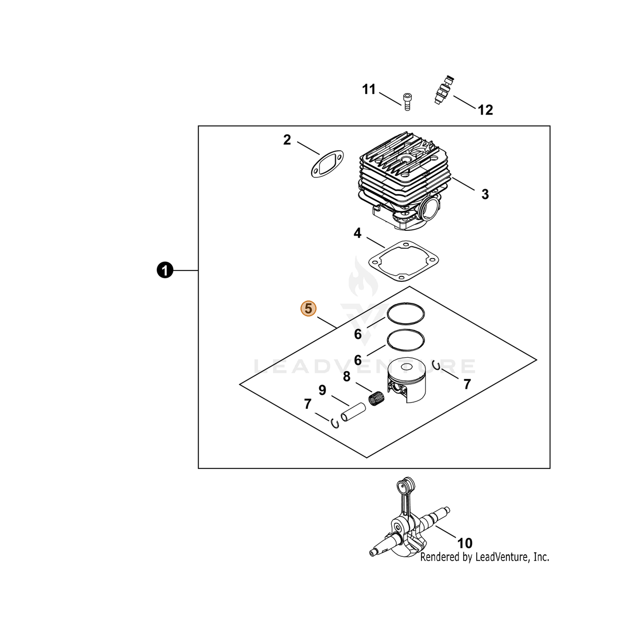 ECHO part P021052650 — IPL diagram snippet (6x zoom, amber highlight)