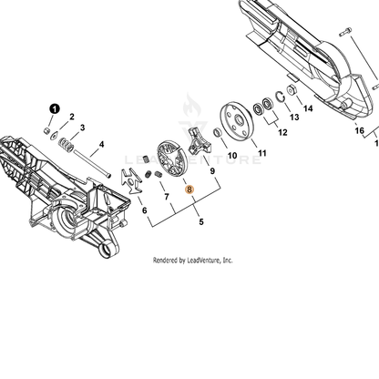 ECHO part P021052700 — IPL diagram snippet (6x zoom, amber highlight)