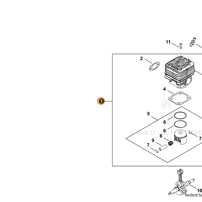 ECHO part P021052720 — IPL diagram snippet (6x zoom, amber highlight)