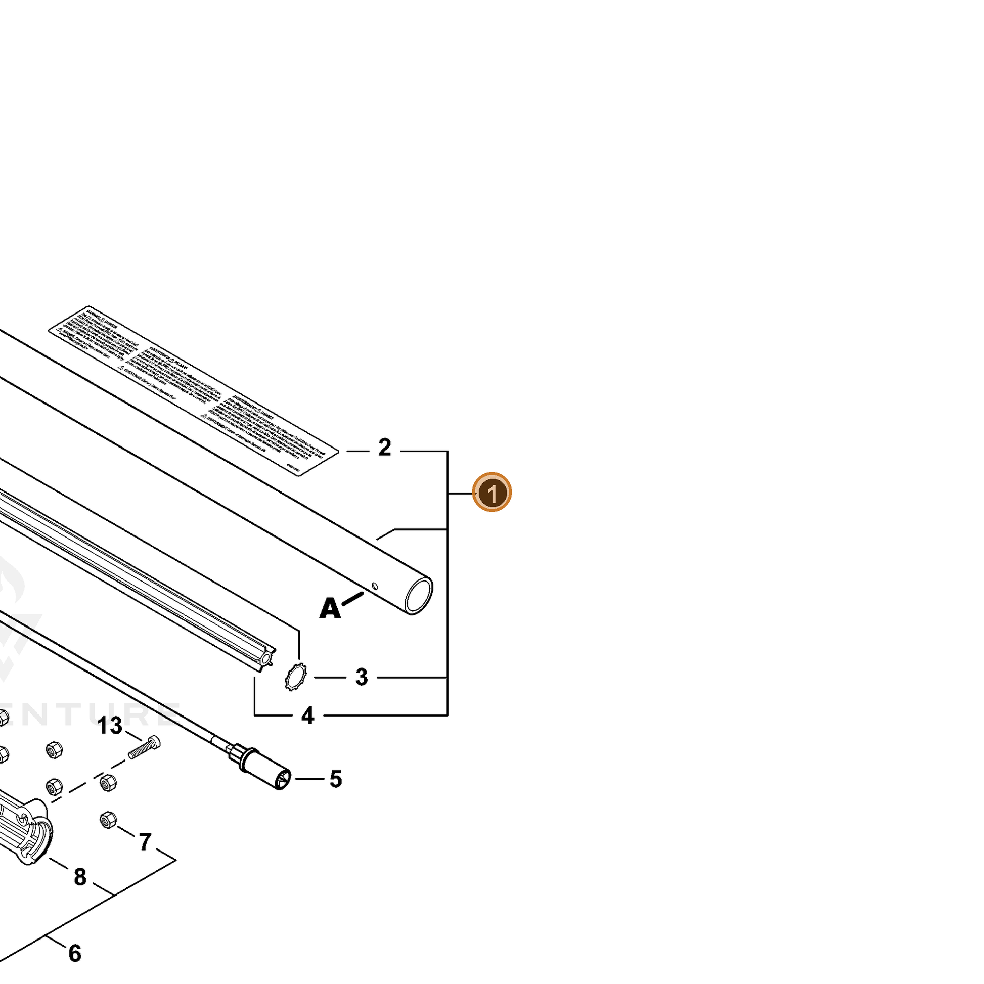 ECHO part P021052730 — IPL diagram snippet (6x zoom, amber highlight)