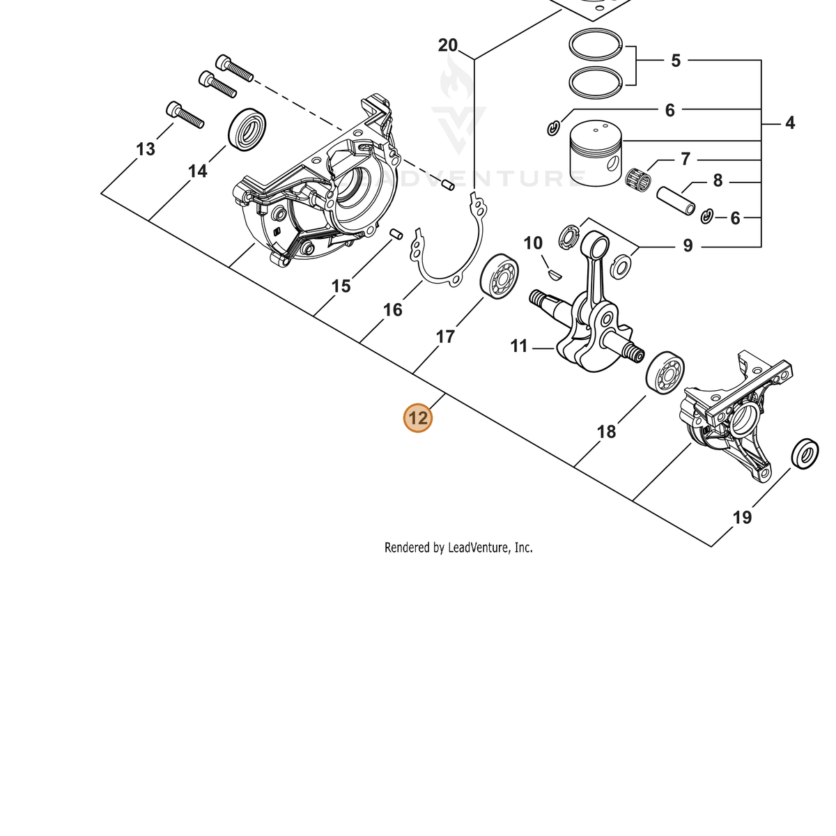 ECHO part P021052790 — IPL diagram snippet (6x zoom, amber highlight)
