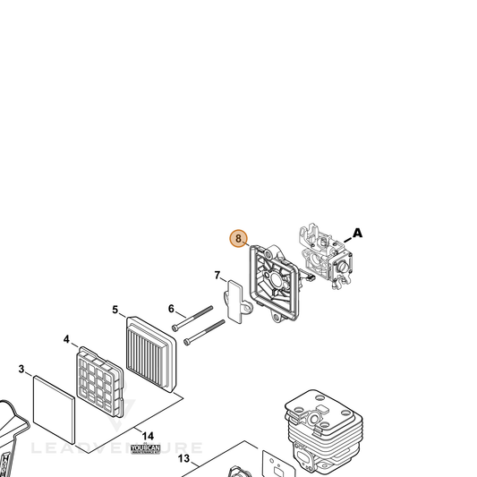 ECHO part P021052810 — IPL diagram snippet (6x zoom, amber highlight)