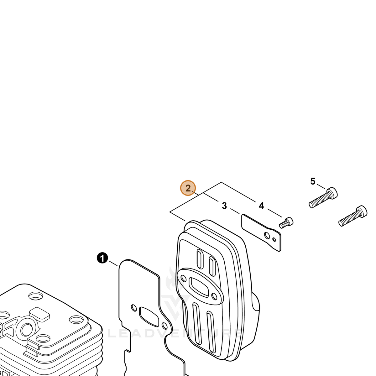 ECHO part P021052830 — IPL diagram snippet (6x zoom, amber highlight)