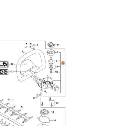 ECHO part P021052880 — IPL diagram snippet (6x zoom, amber highlight)
