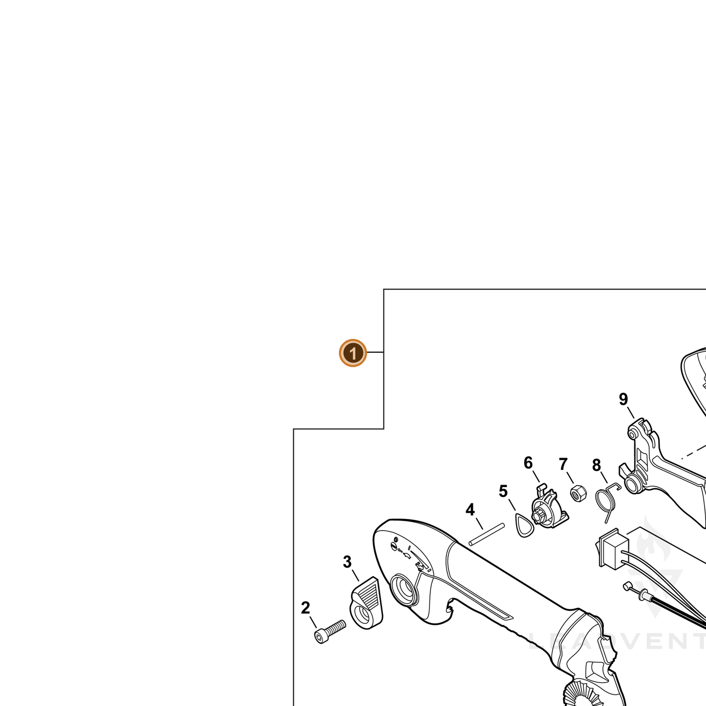 ECHO part P021052890 — IPL diagram snippet (6x zoom, amber highlight)