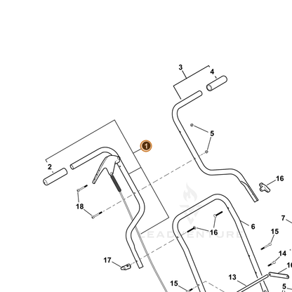 ECHO part P021053100 — IPL diagram snippet (6x zoom, amber highlight)