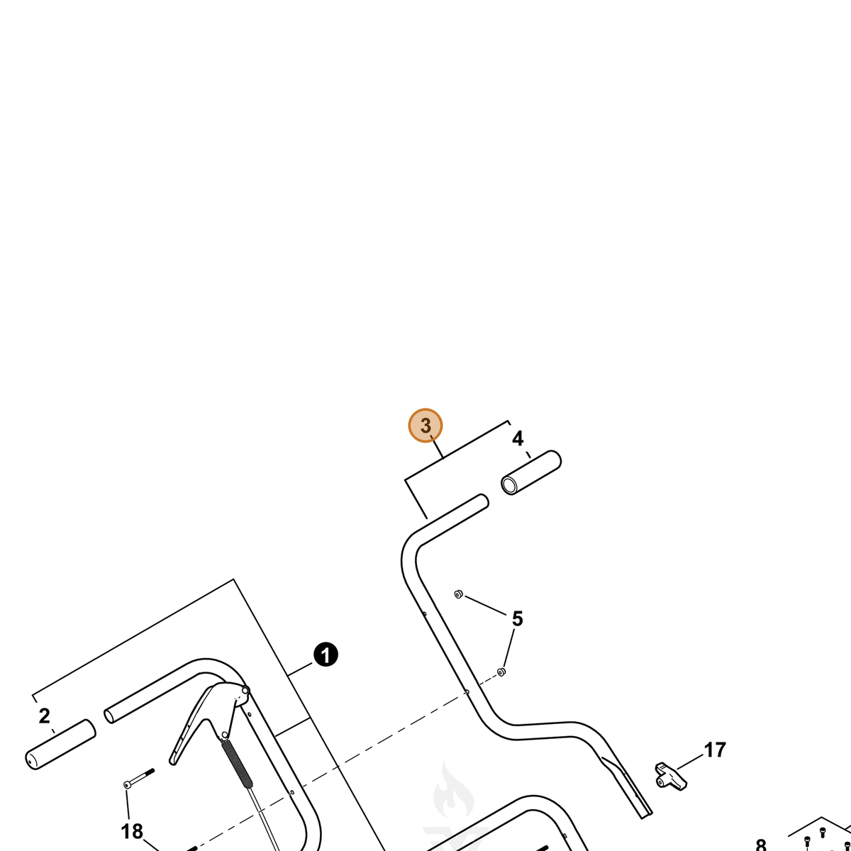 ECHO part P021053110 — IPL diagram snippet (6x zoom, amber highlight)
