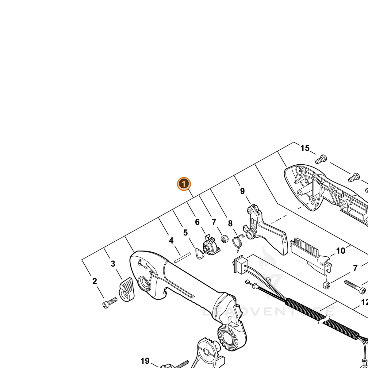 Echo part P021053140 — IPL diagram snippet (6x zoom, amber highlight)