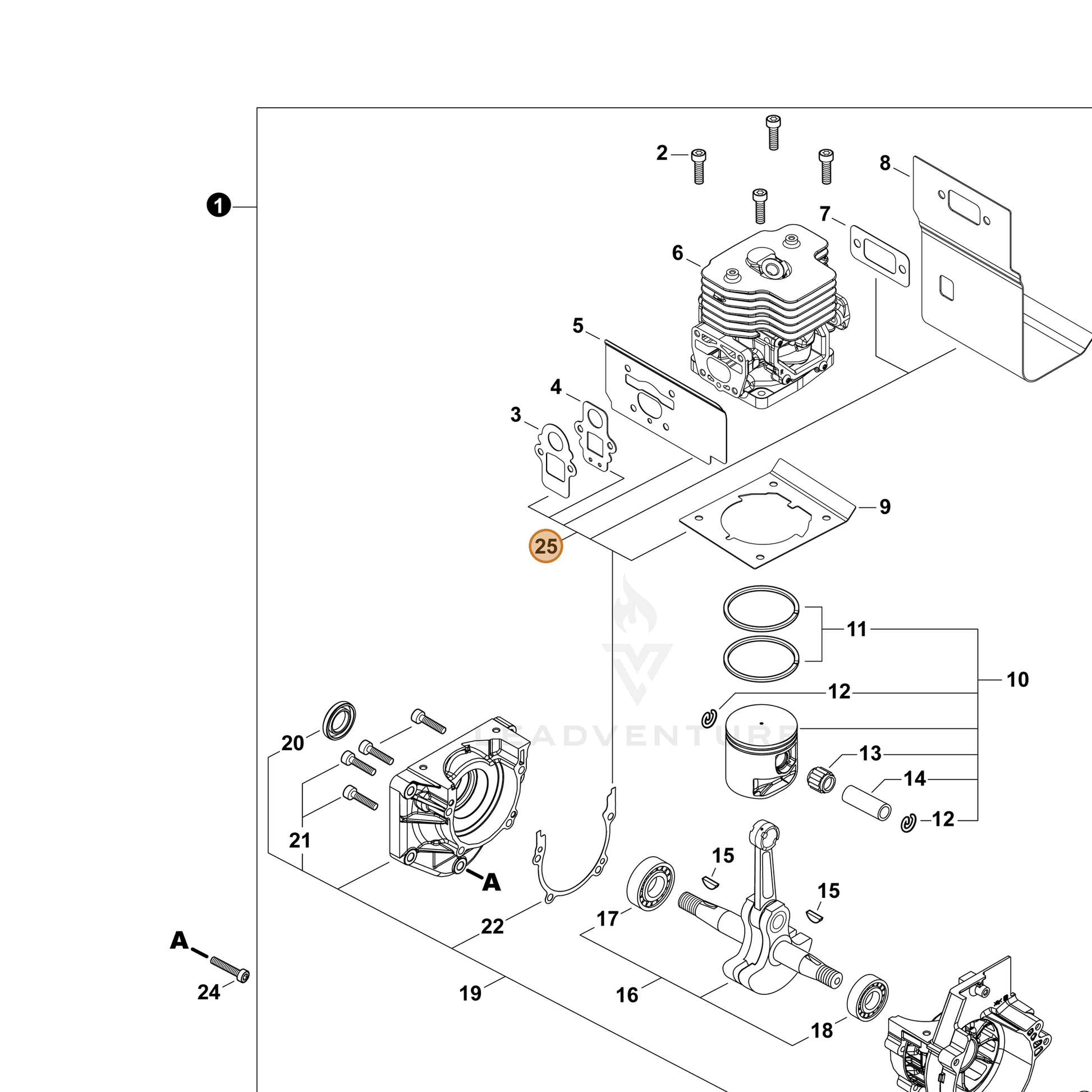 ECHO part P021053170 — IPL diagram snippet (6x zoom, amber highlight)