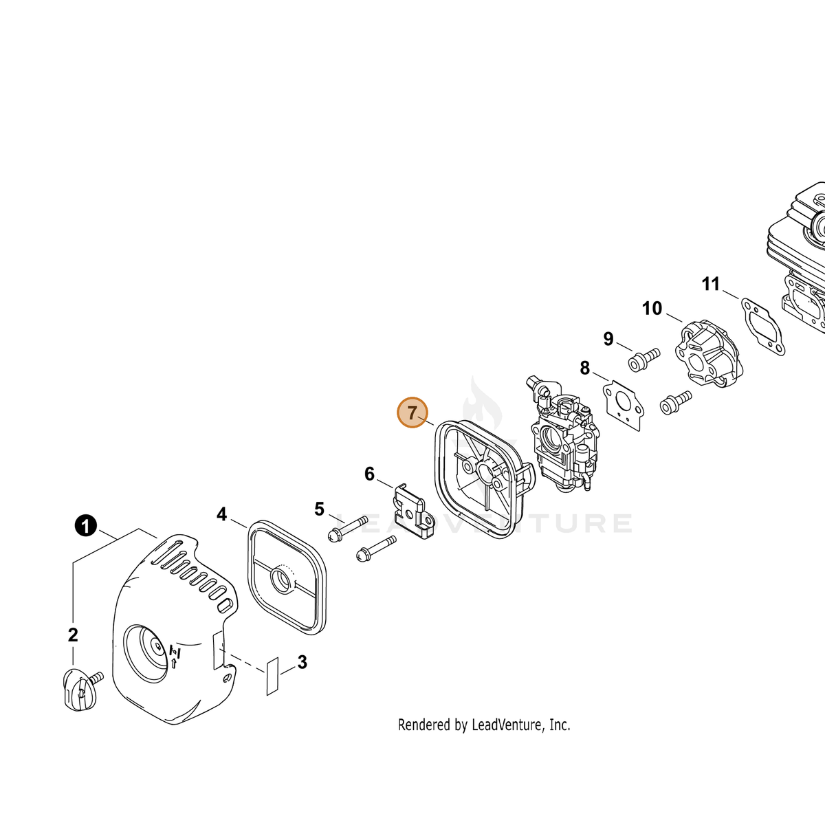 ECHO part P021053190 — IPL diagram snippet (6x zoom, amber highlight)