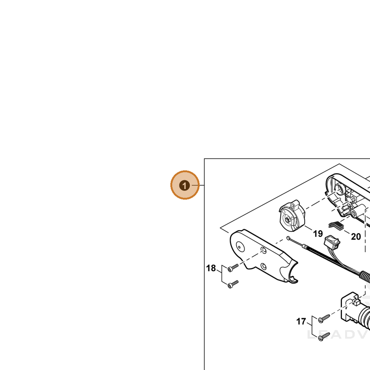 ECHO part P021053350 — IPL diagram snippet (6x zoom, amber highlight)