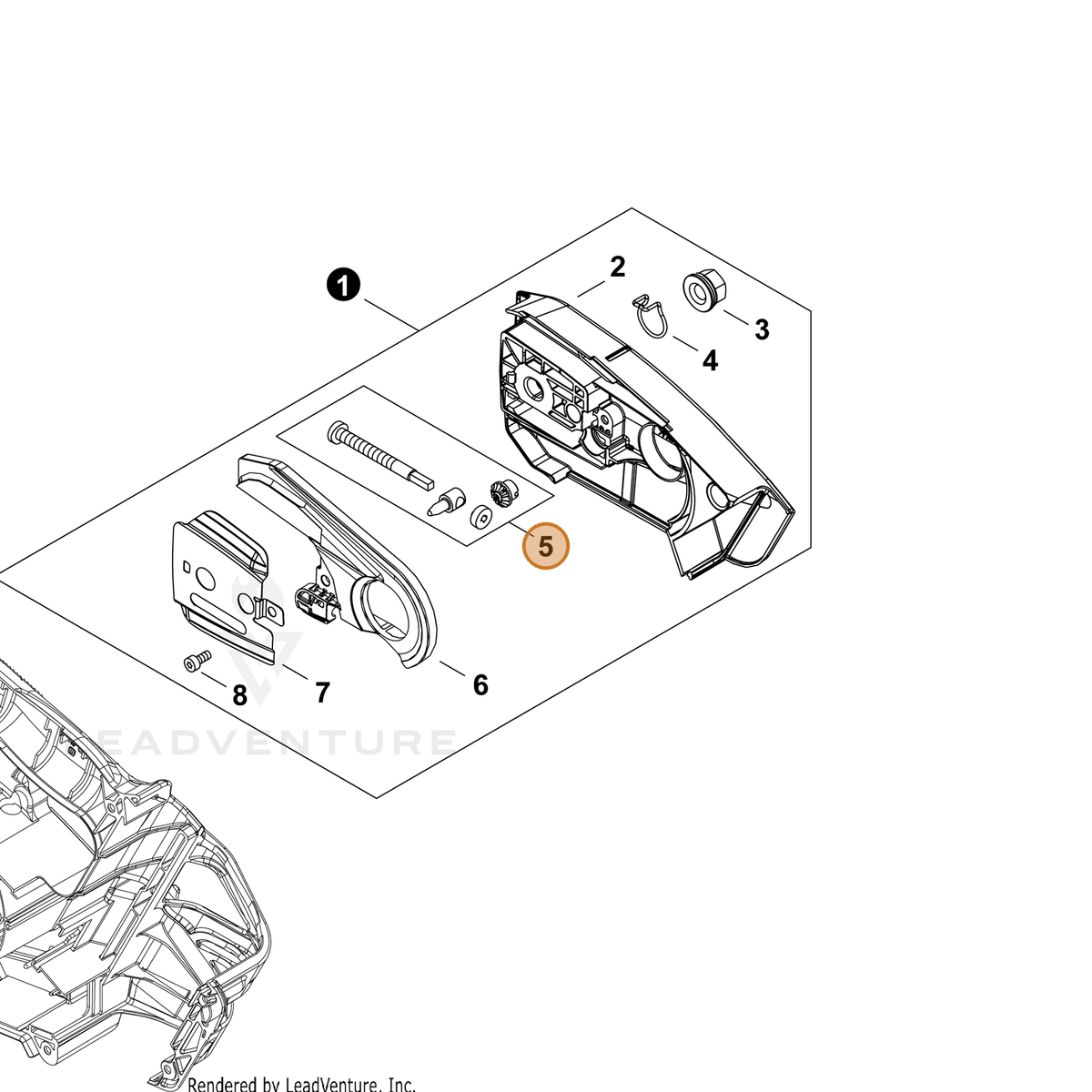 ECHO part P021054010 — IPL diagram snippet (6x zoom, amber highlight)