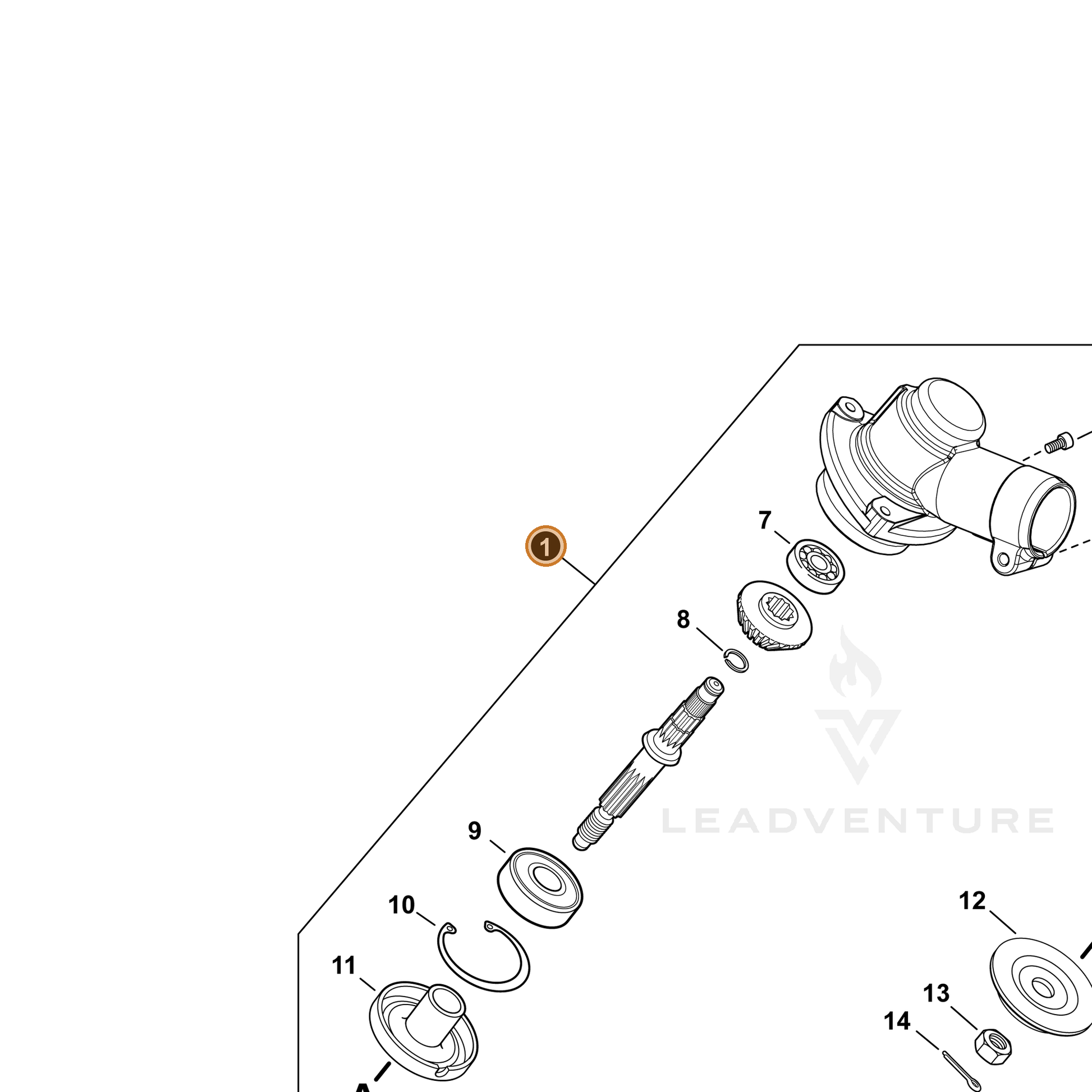 ECHO part P021054040 — IPL diagram snippet (6x zoom, amber highlight)