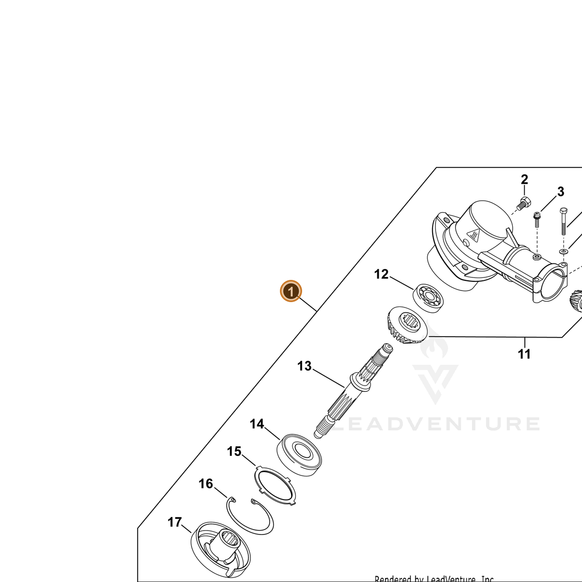 ECHO part P021054170 — IPL diagram snippet (6x zoom, amber highlight)